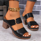 Orin | Women's Double Strap Block Heel Mule Sandals