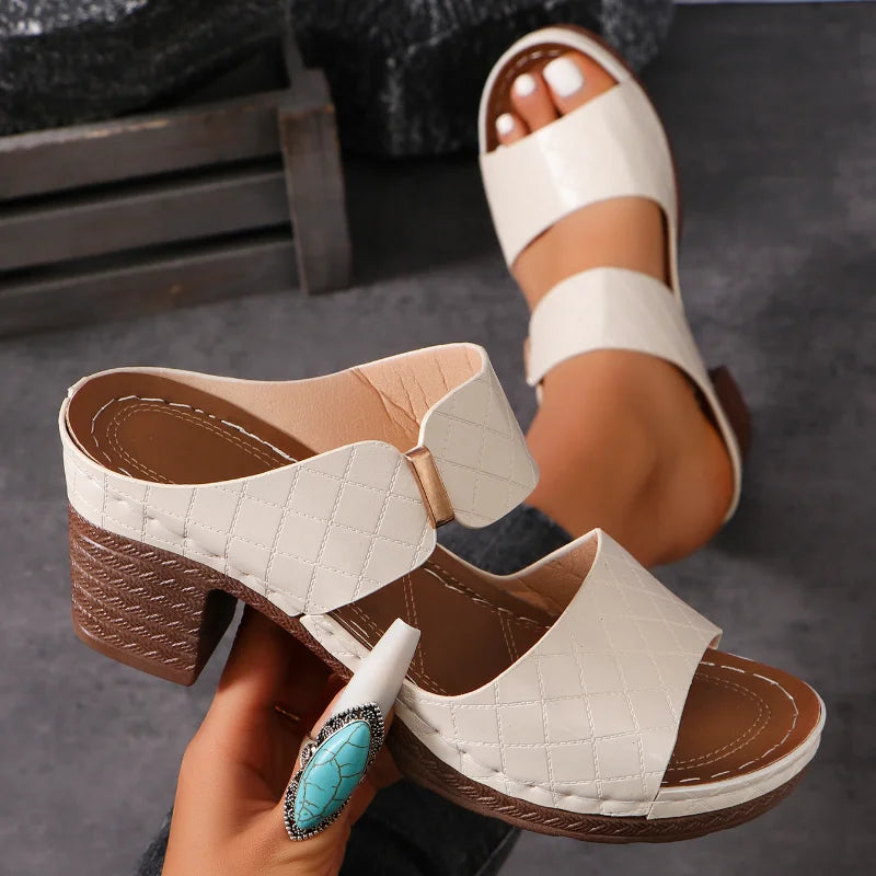 Orin | Women's Double Strap Block Heel Mule Sandals