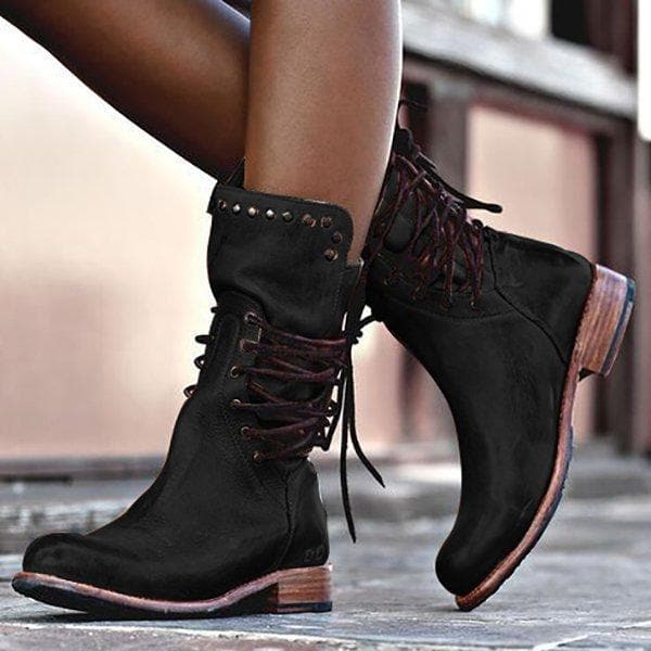 Orvyn | Women's Lace-Up Studded Ankle Boots