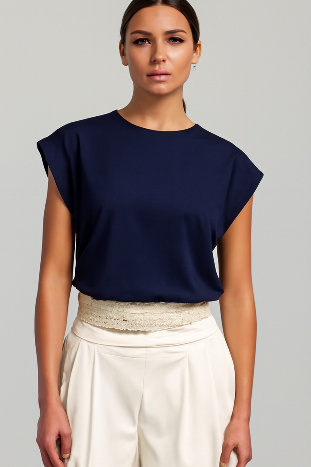 Ossian | Women's Cap Sleeve Crew Neck Relaxed Fit T-Shirt