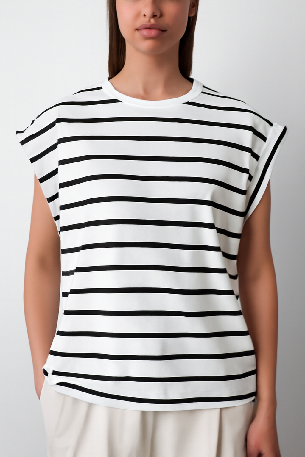 Ossian | Women's Cap Sleeve Crew Neck Relaxed Fit T-Shirt