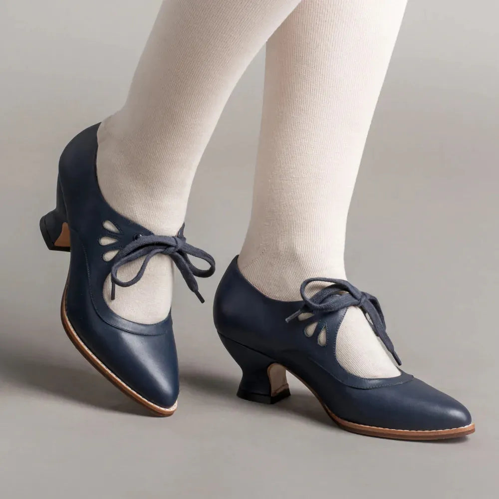 Phineas | Women's Lace-Up Cut-Out Low Block Heel Mary Janes