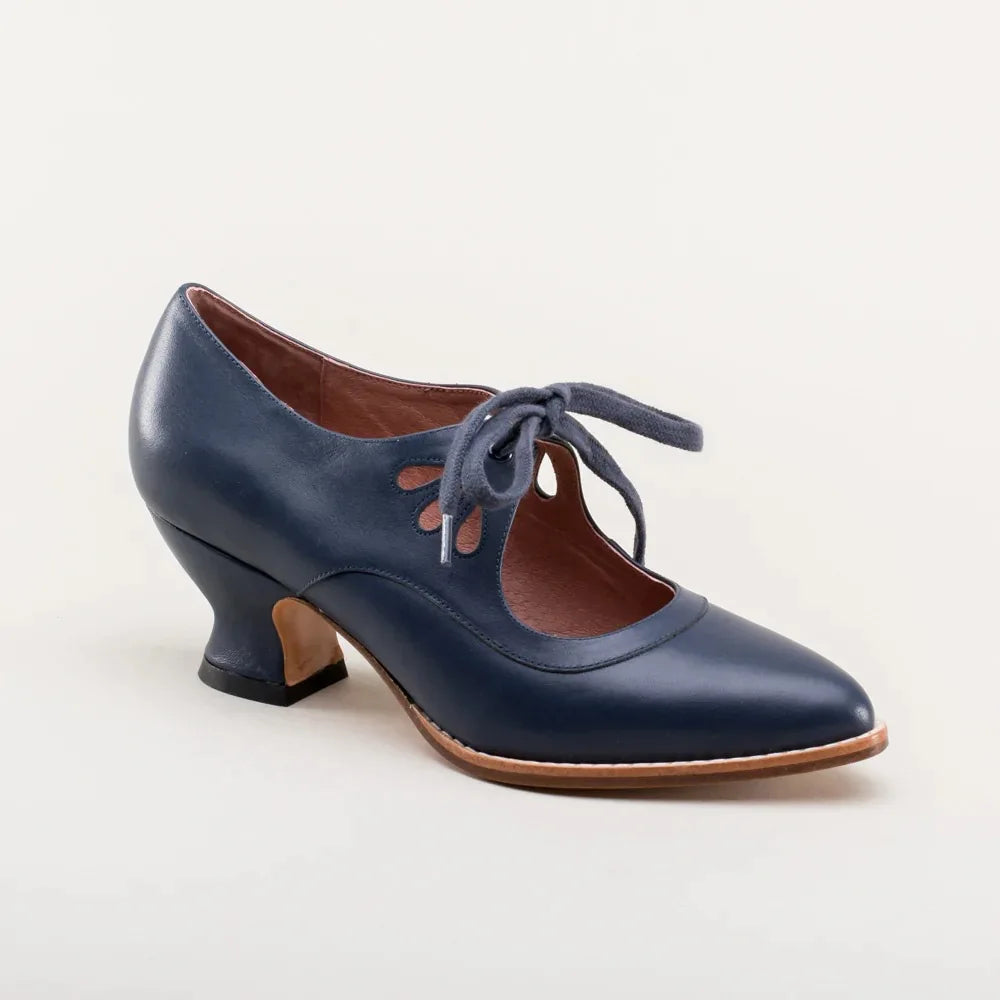 Phineas | Women's Lace-Up Cut-Out Low Block Heel Mary Janes