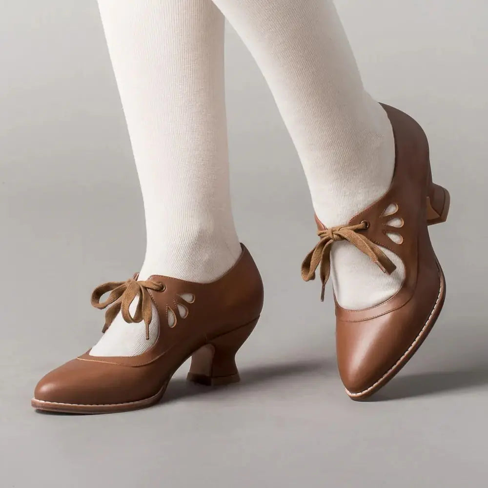 Phineas | Women's Lace-Up Cut-Out Low Block Heel Mary Janes