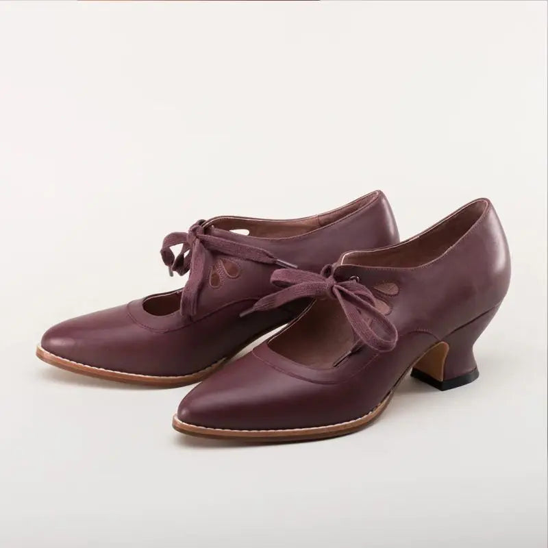 Phineas | Women's Lace-Up Cut-Out Low Block Heel Mary Janes
