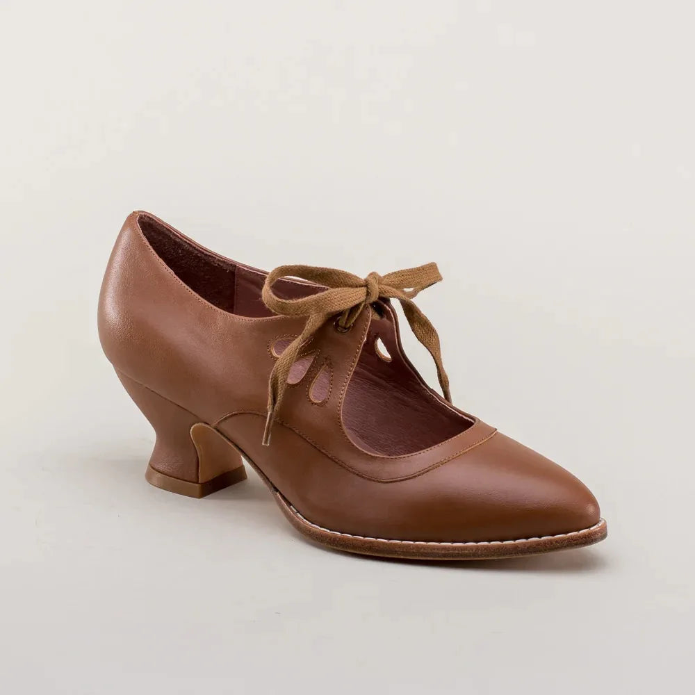 Phineas | Women's Lace-Up Cut-Out Low Block Heel Mary Janes