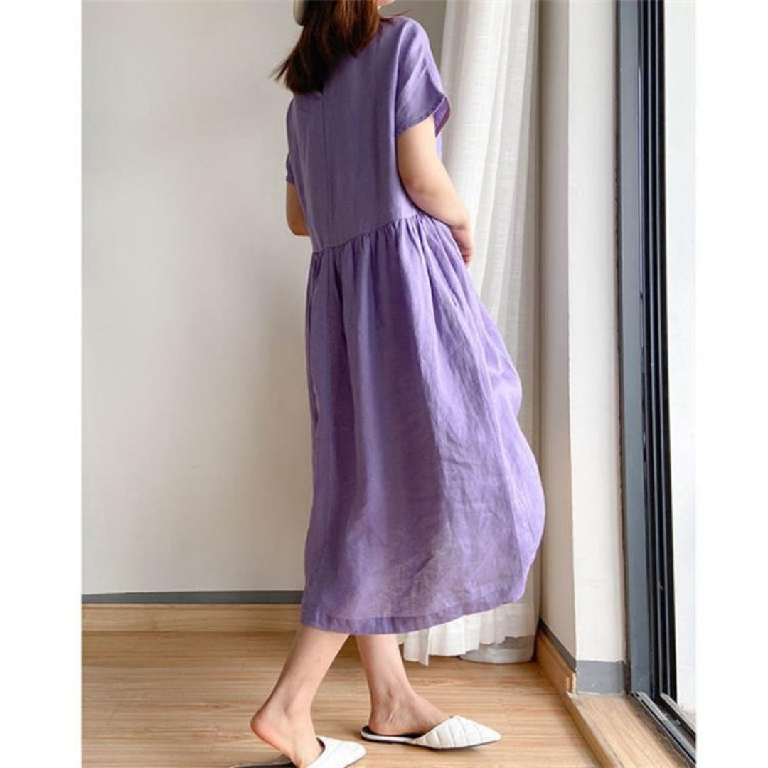 Vellamo | Women's Casual Round Neck Loose Midi Dress