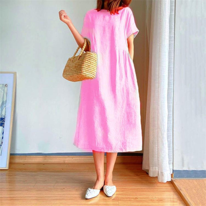 Vellamo | Women's Casual Round Neck Loose Midi Dress
