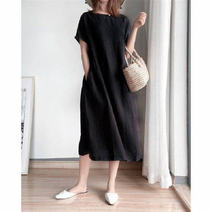 Vellamo | Women's Casual Round Neck Loose Midi Dress
