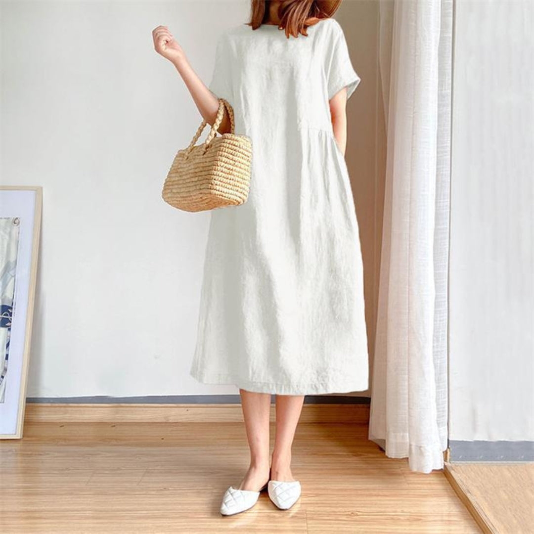 Vellamo | Women's Casual Round Neck Loose Midi Dress