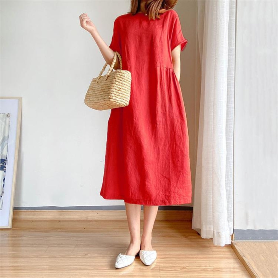 Vellamo | Women's Casual Round Neck Loose Midi Dress