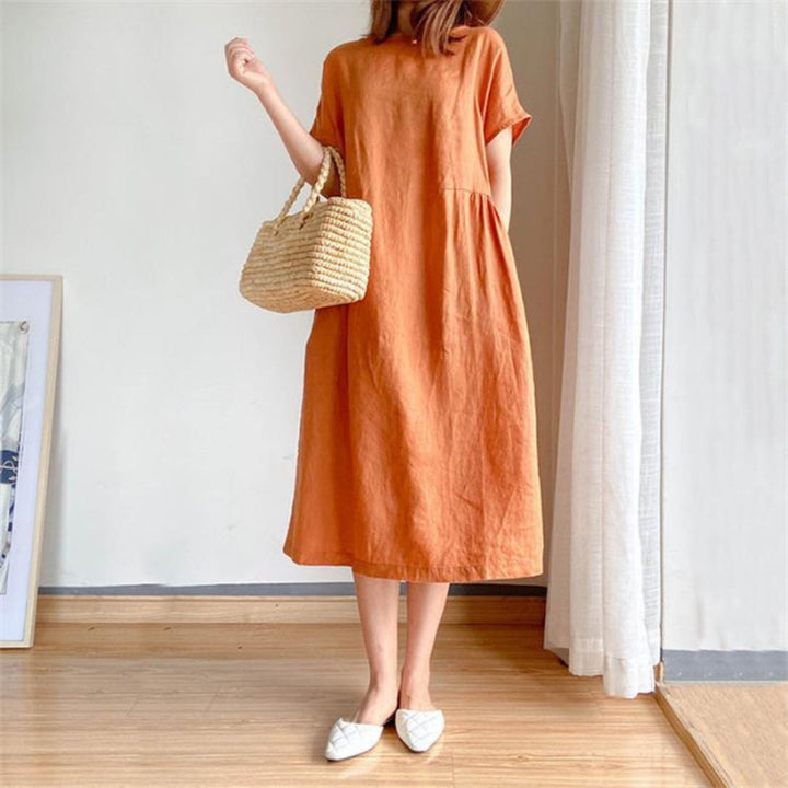Vellamo | Women's Casual Round Neck Loose Midi Dress