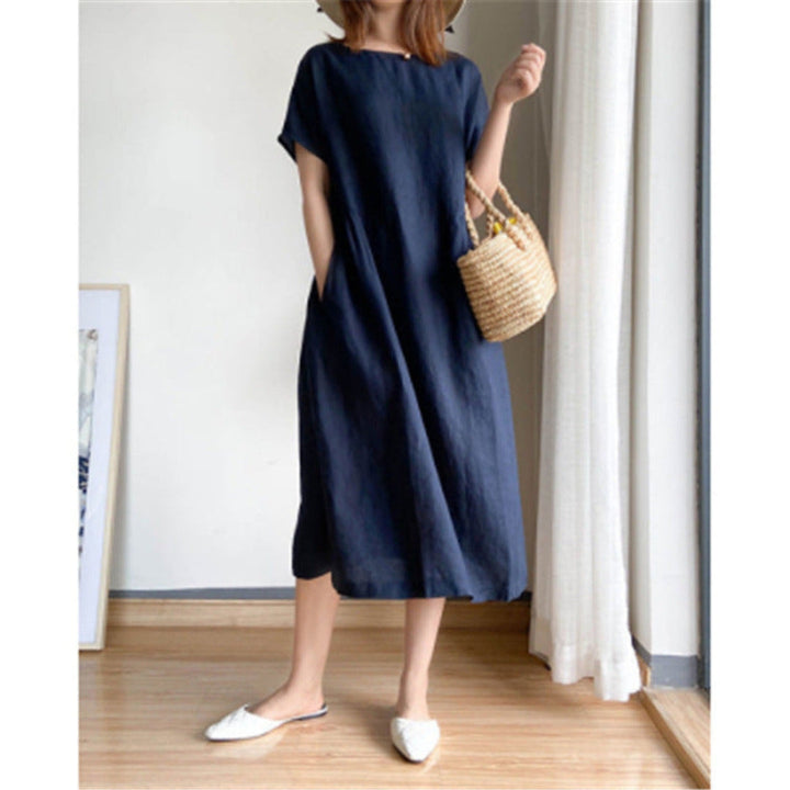 Vellamo | Women's Casual Round Neck Loose Midi Dress