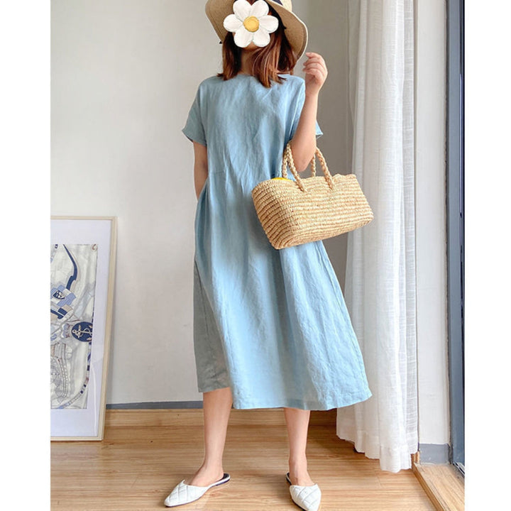 Vellamo | Women's Casual Round Neck Loose Midi Dress