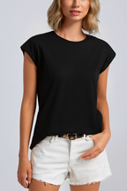Quillan | Women's Cap Sleeve Crew Neck Relaxed Fit T-Shirt