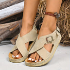 Raffael | Women's Cross Strap Buckle Espadrille Sandals
