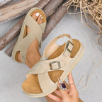 Raffael | Women's Cross Strap Buckle Espadrille Sandals