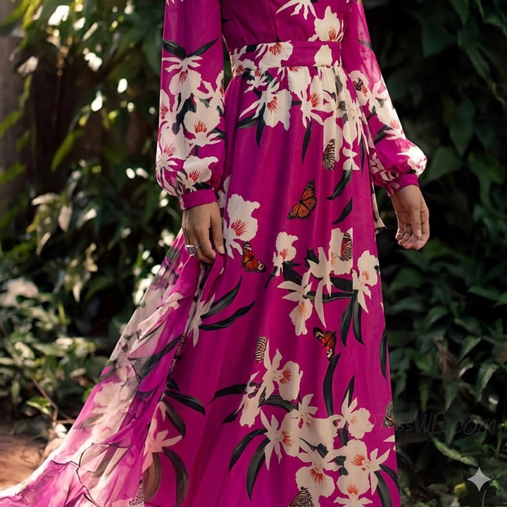 Pelagia | Women's Floral Long Sleeve Wrap Maxi Dress