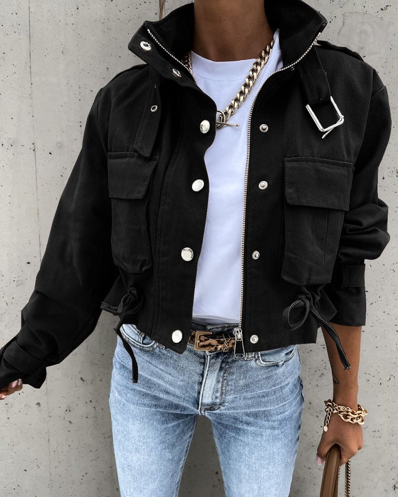 Stellan | Women's Cropped Utility Pocket Jacket