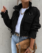 Stellan | Women's Cropped Utility Pocket Jacket