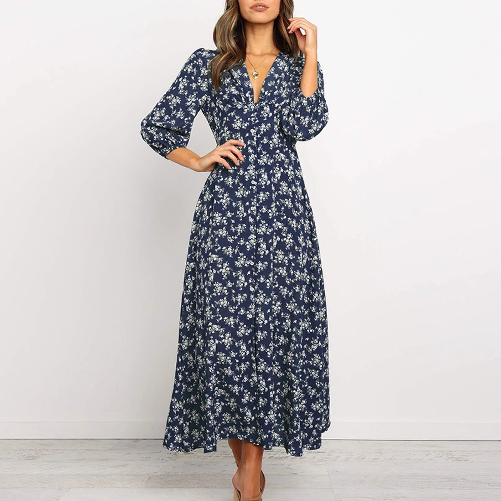 Charlee | Women's Elegant Long Sleeve Floral Maxi Dress