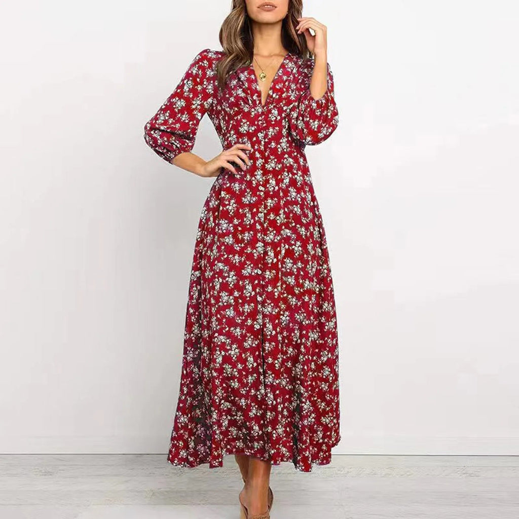 Charlee | Women's Elegant Long Sleeve Floral Maxi Dress