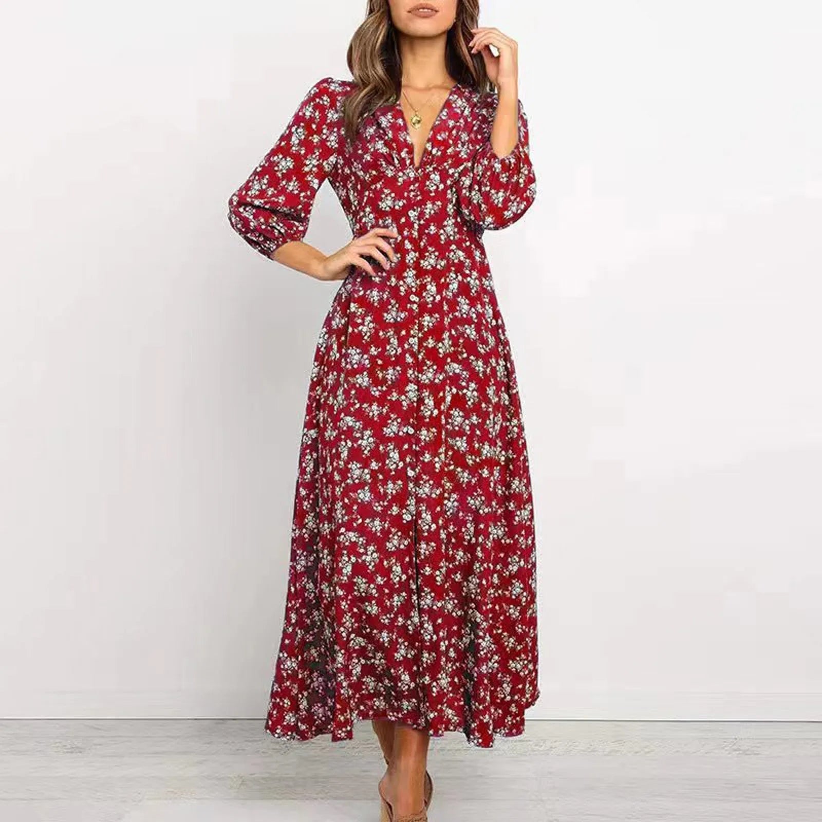 Charlee | Women's Elegant Long Sleeve Floral Maxi Dress