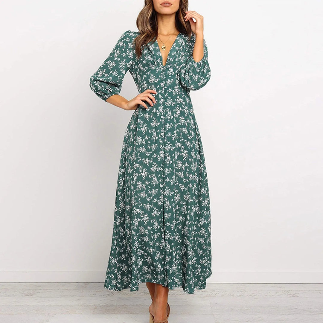Charlee | Women's Elegant Long Sleeve Floral Maxi Dress