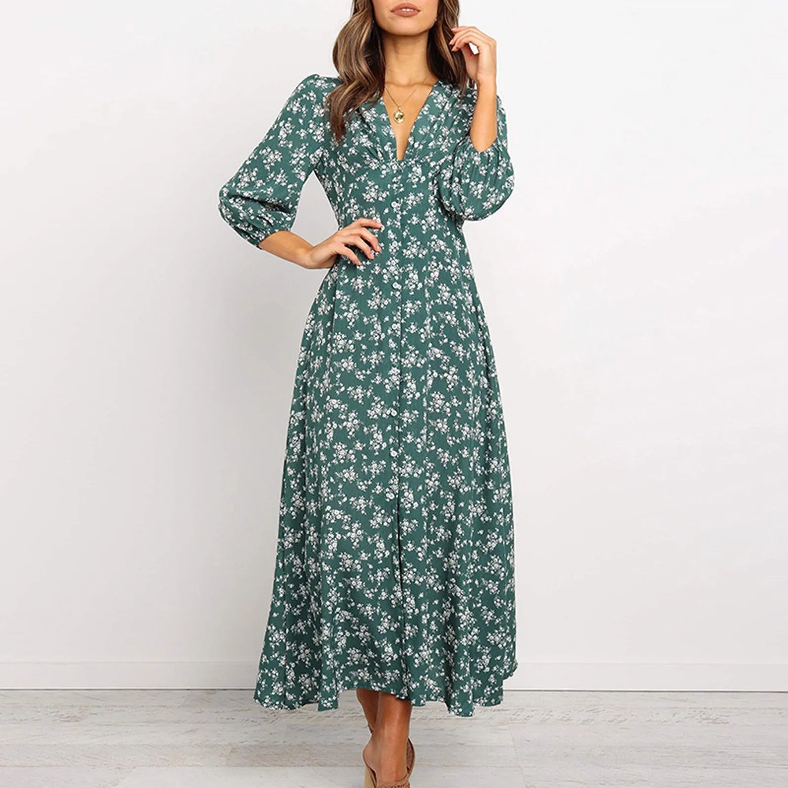 Charlee | Women's Elegant Long Sleeve Floral Maxi Dress