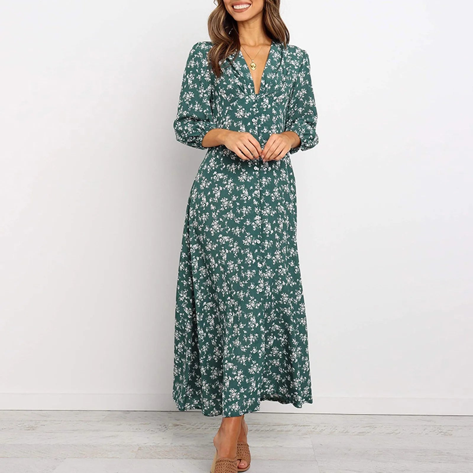 Charlee | Women's Elegant Long Sleeve Floral Maxi Dress