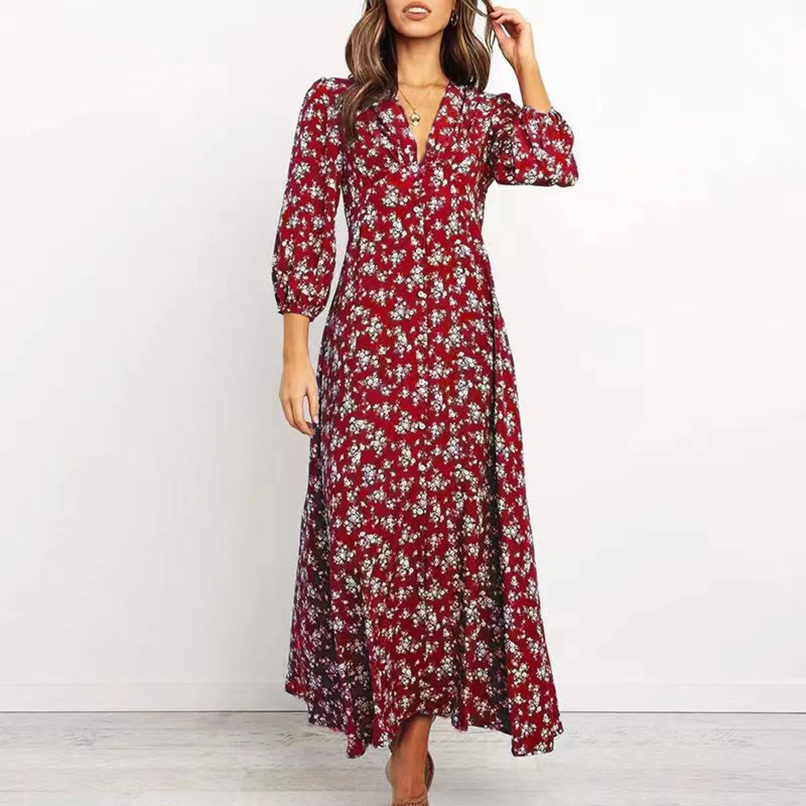 Charlee | Women's Elegant Long Sleeve Floral Maxi Dress