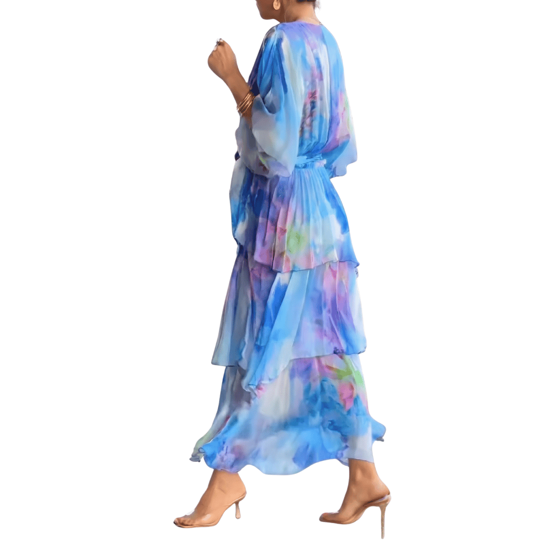 Lowri | Women's Floral Wrap Tiered Midi Dress