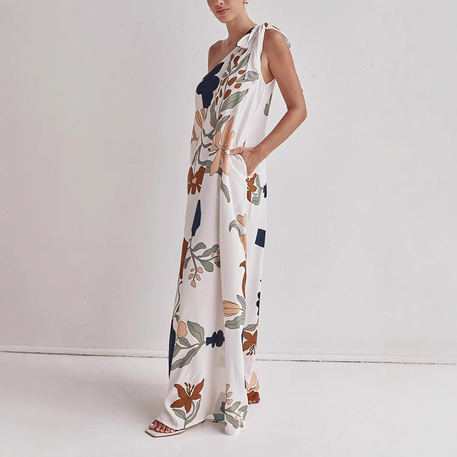Yasmeen | Women's Floral One Shoulder Maxi Dress