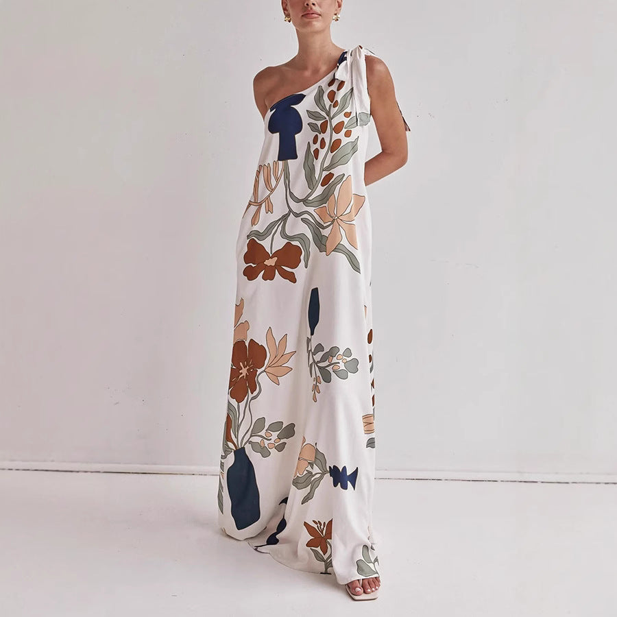 Yasmeen | Women's Floral One Shoulder Maxi Dress