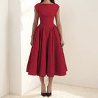 Eleanora | Women's Elegant Sleeveless Structured A-Line Midi Dress