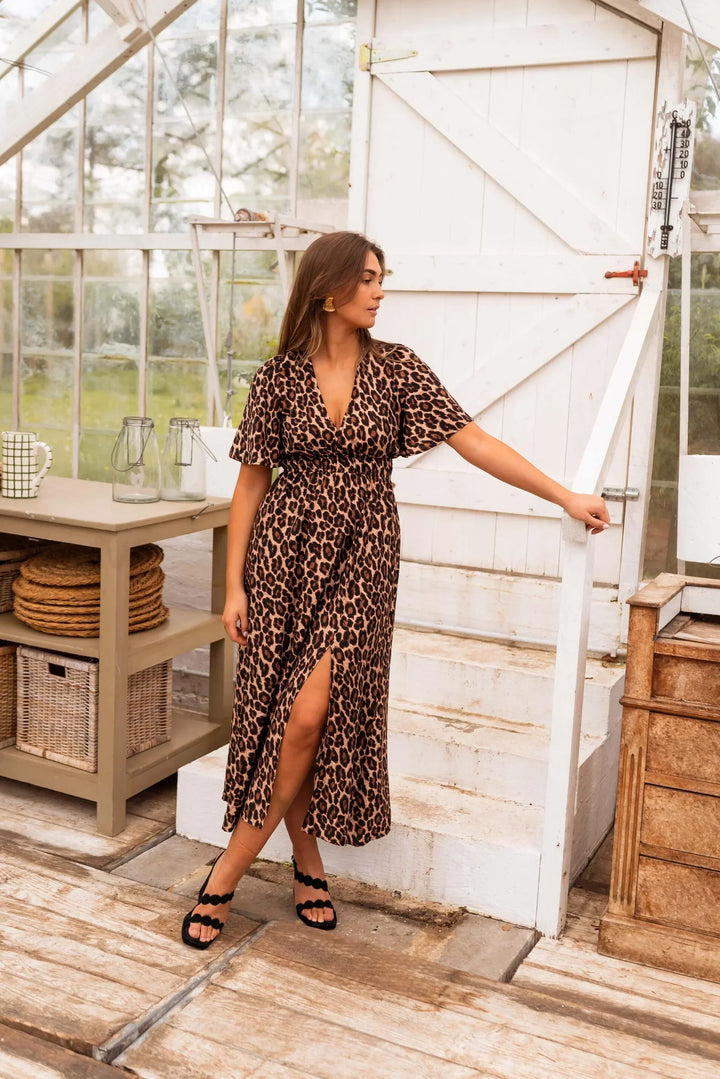 Grace & Jess |  Flowing Leopard Print Maxi Dress