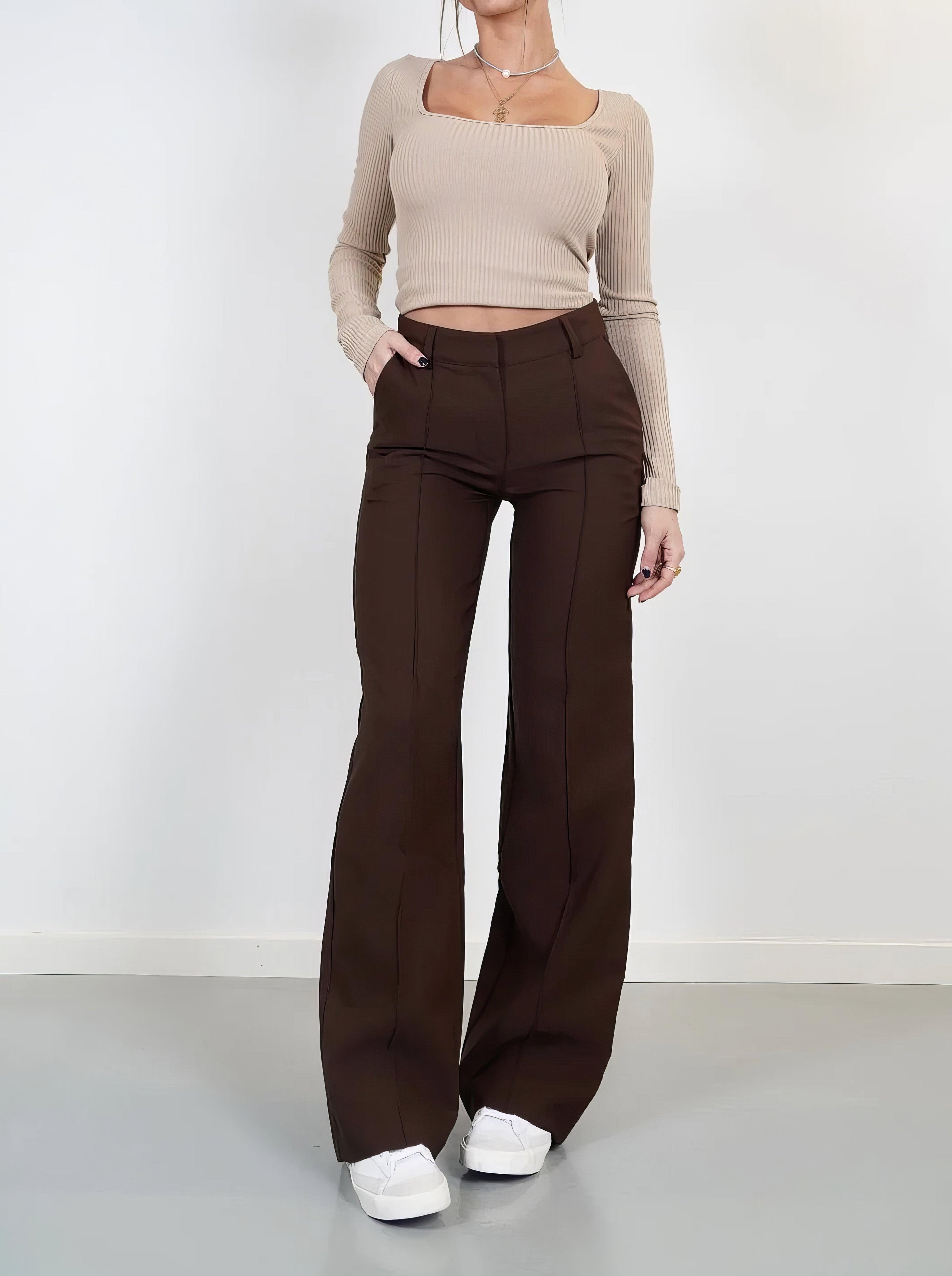 Verena | Women's High Waist Wide Leg Trousers