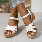 Rowan | Women's Strappy Block Heeled Slides with Buckle