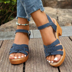 Rowan | Women's Strappy Block Heeled Slides with Buckle