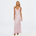 Faith | Women's Elegant Floral Lace V-Neck Sleeveless Maxi Dress