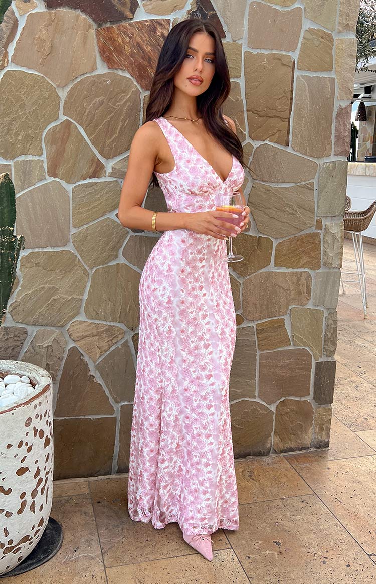 Faith | Women's Elegant Floral Lace V-Neck Sleeveless Maxi Dress