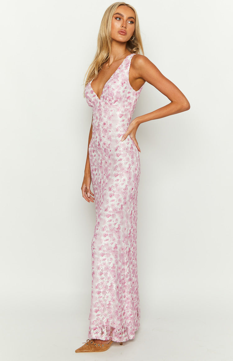 Faith | Women's Elegant Floral Lace V-Neck Sleeveless Maxi Dress
