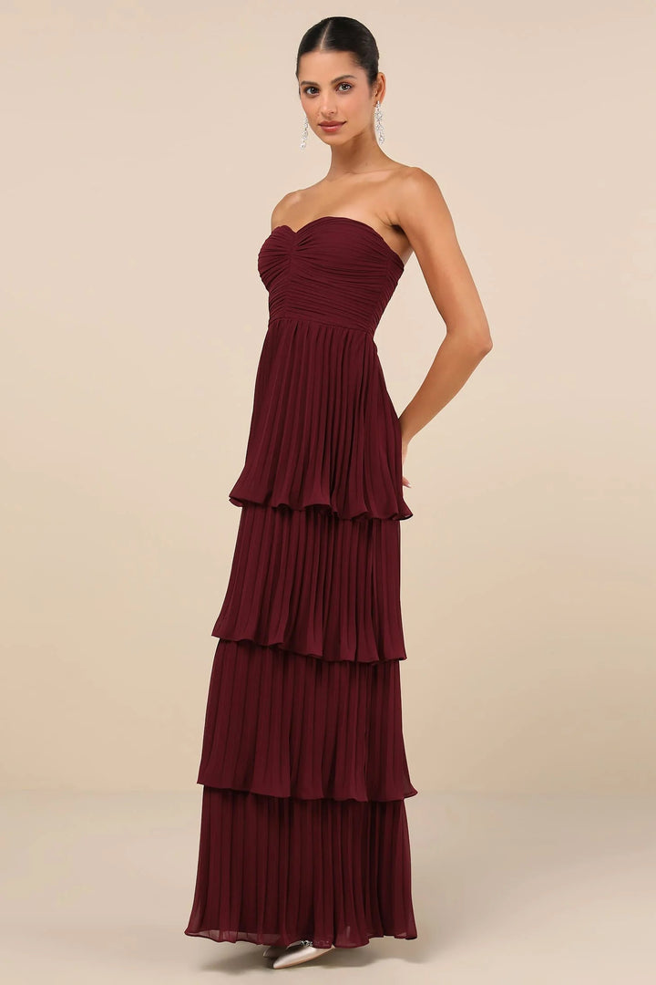 Amerie | Women's Strapless Tiered Maxi Prom Dress