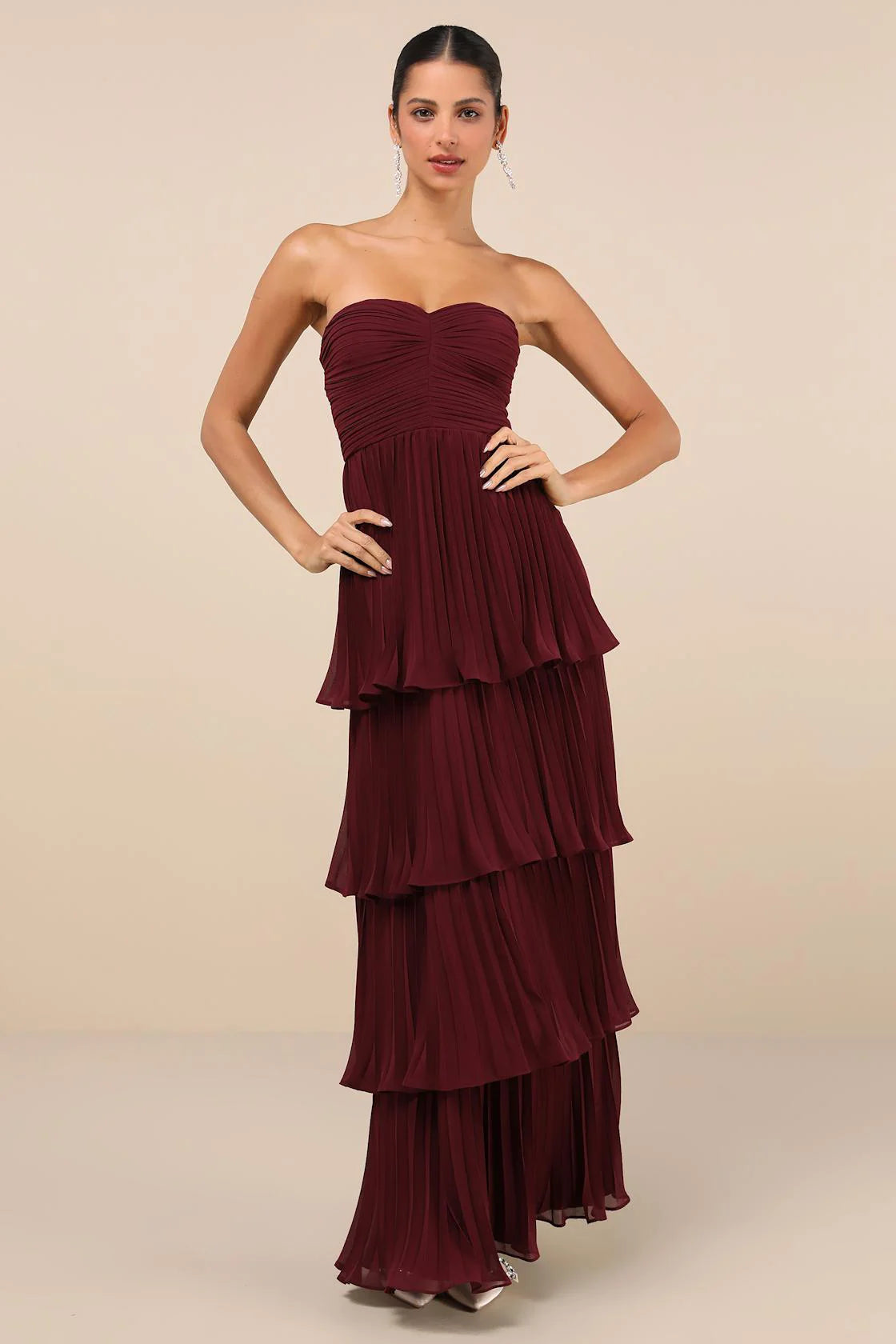 Amerie | Women's Strapless Tiered Maxi Prom Dress