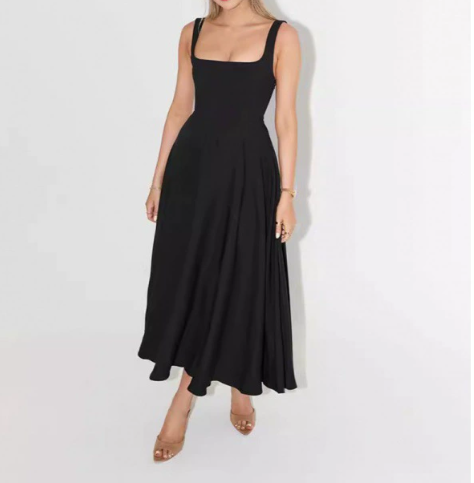 Sigrun | Women's Square Neck Corset Midi Dress