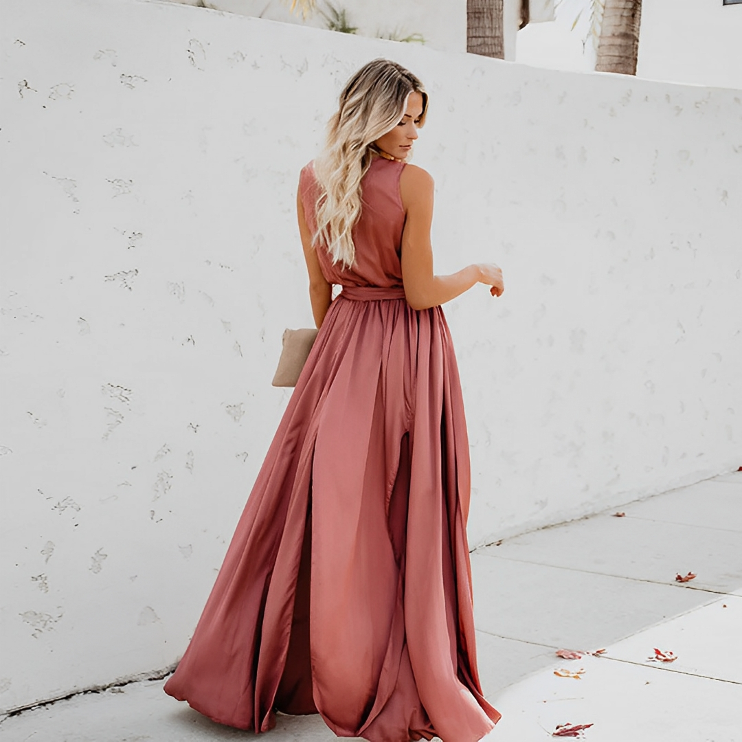 Liberty | Women's Elegant Sleeveless Wrap V-Neck Maxi Dress