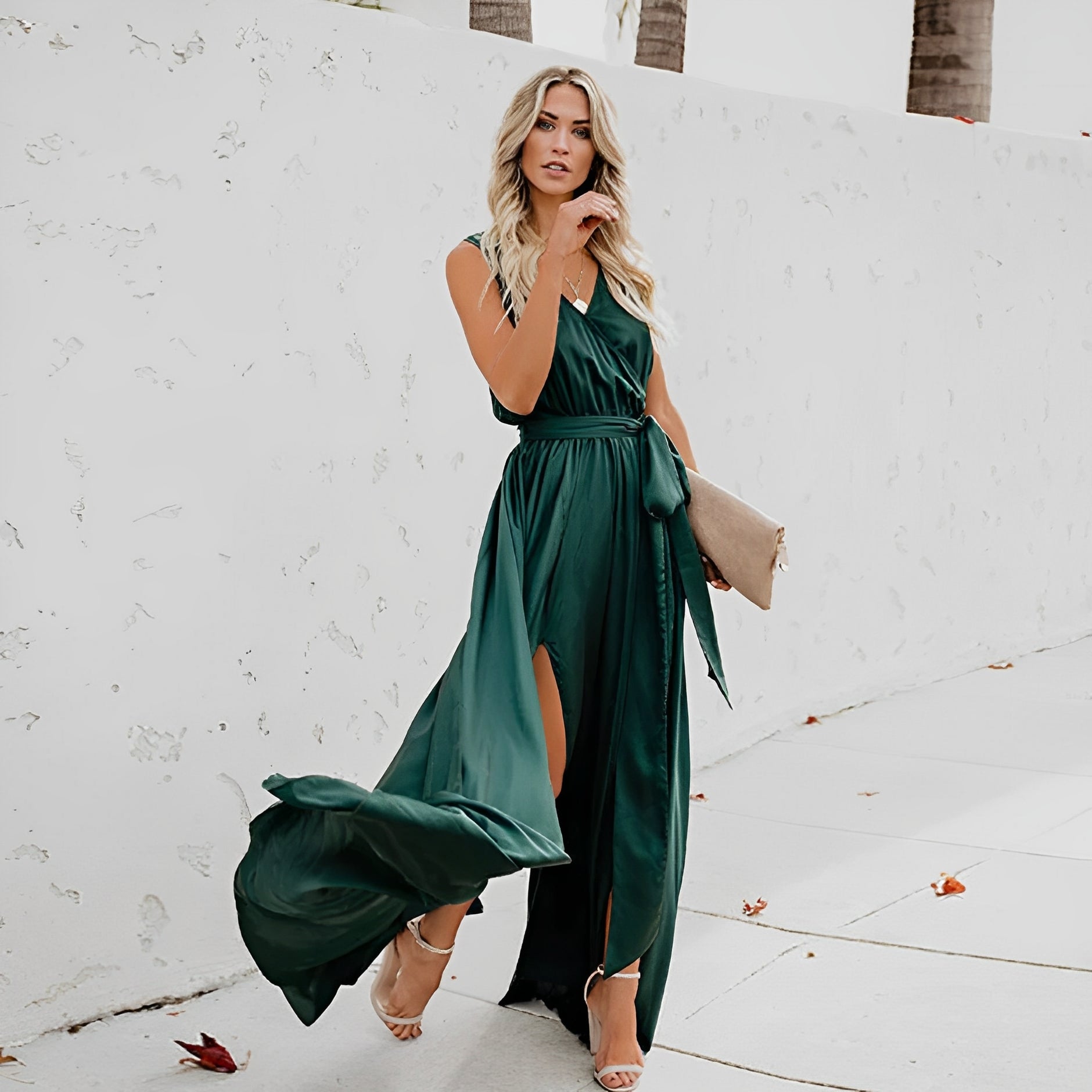 Liberty | Women's Elegant Sleeveless Wrap V-Neck Maxi Dress