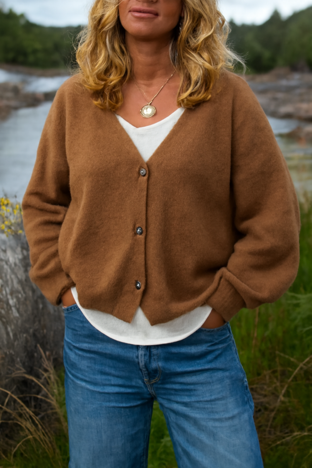 Shannon | Women's V-Neck Button Knit Cardigan