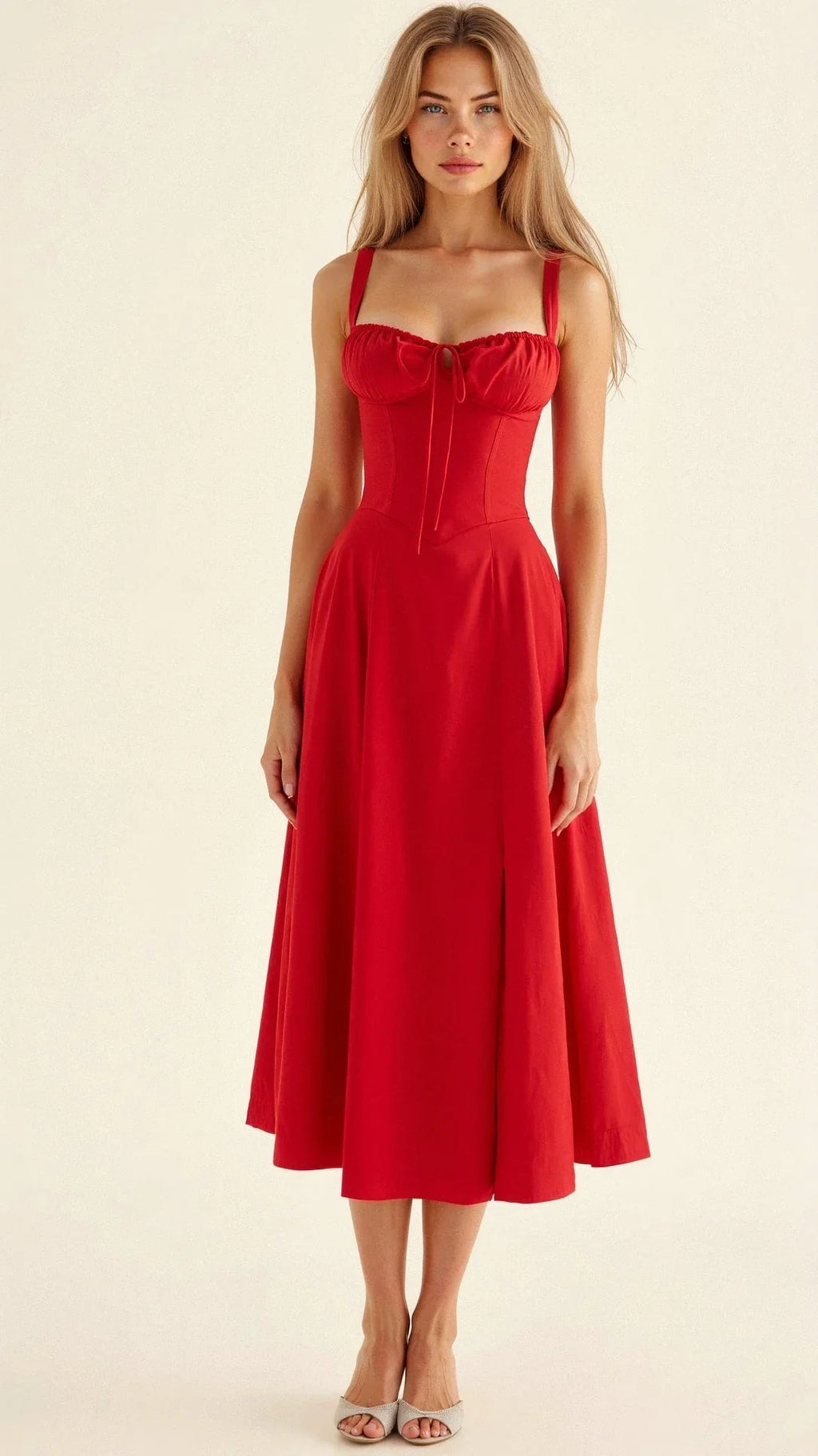 Audra | Women's Floral Corset A-Line Midi Dress