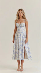 Audra | Women's Floral Corset A-Line Midi Dress